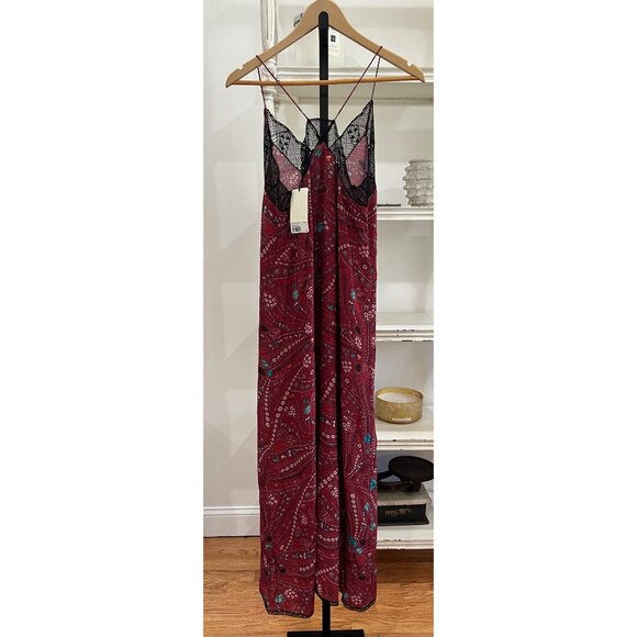 Zadig & Voltaire Risty Psyche Floral Butterfly Guitar Print Maxi Dress Sz Large - Picture 6 of 7